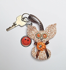 Kľúčenky - Prívesok na kľúče - čivava (oranžovo/hnedá) - 16239679_