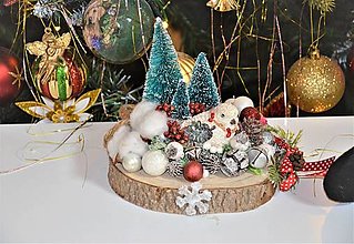 Dekorácie - vianočná dekorácia na pníku - 16241333_