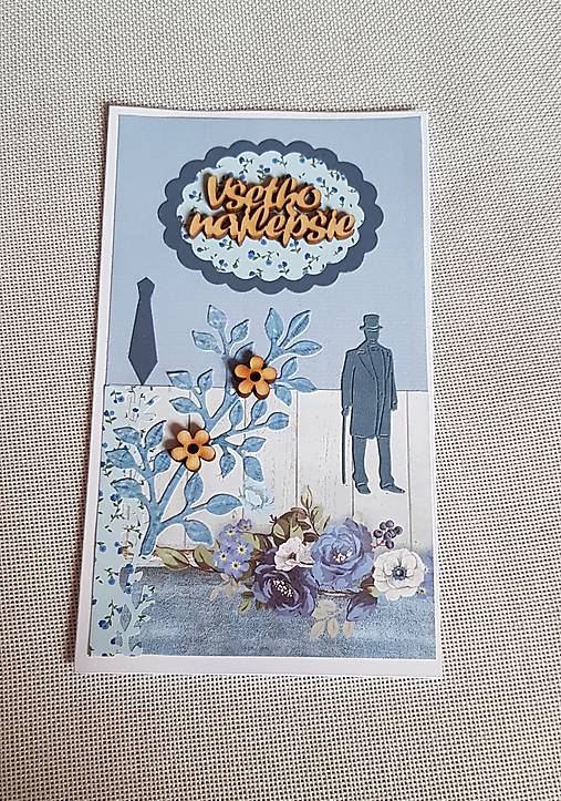 Papiernictvo - gratulačná pohľadnica pre muža "elegán, fešák.." - 16243426_