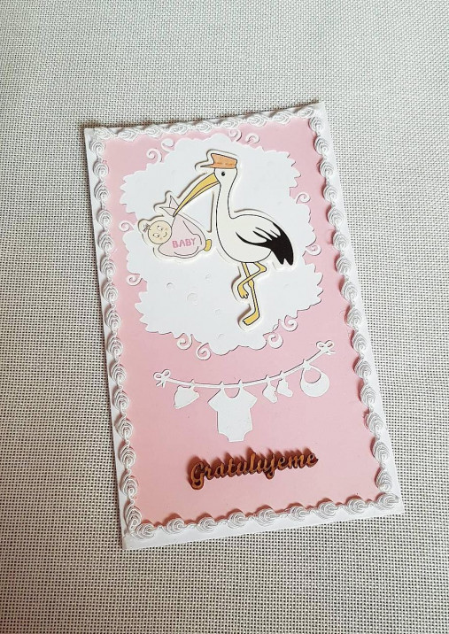 Papiernictvo - gratulačná pohľadnica k narodeniu dievčatka - 16243536_