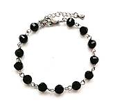 Náramky - Náramok brúsené guličky 6 mm + oceľ (čierna) - 16244501_