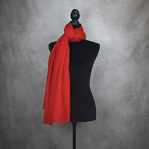 Šály a nákrčníky - Zimný šál z Merino vlny v ohnivo červenej farbe - 16242989_