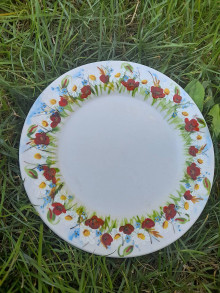Nádoby - Ručne maľovaný dezertný tanier- Lúka - 16242070_