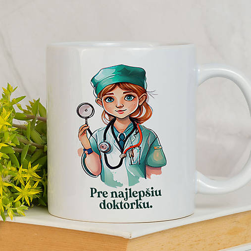 Nádoby - PRE NAJLEPŠIU DOKTORKU keramický hrnček - 16242584_