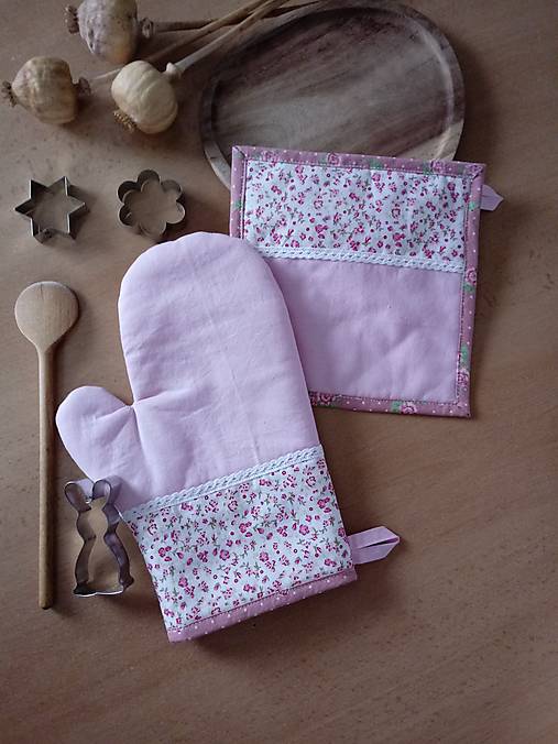 Úžitkový textil - Sada kuch. chňapiek-ružová - 16244364_