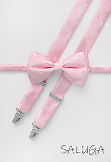 Pánske doplnky - Luxusný pánsky motýlik a traky  - ružový - vzorovaný - svadobný - 16246360_