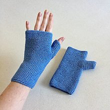 Rukavice - Dámske bezprstové rukavice / viac farieb (Riflová modrá svetlá / denim) - 16245348_