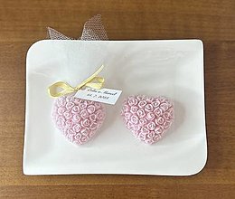 Darčeky pre svadobčanov - Svadobný vonný vosk - srdce s ružičkami elegant - 16244989_