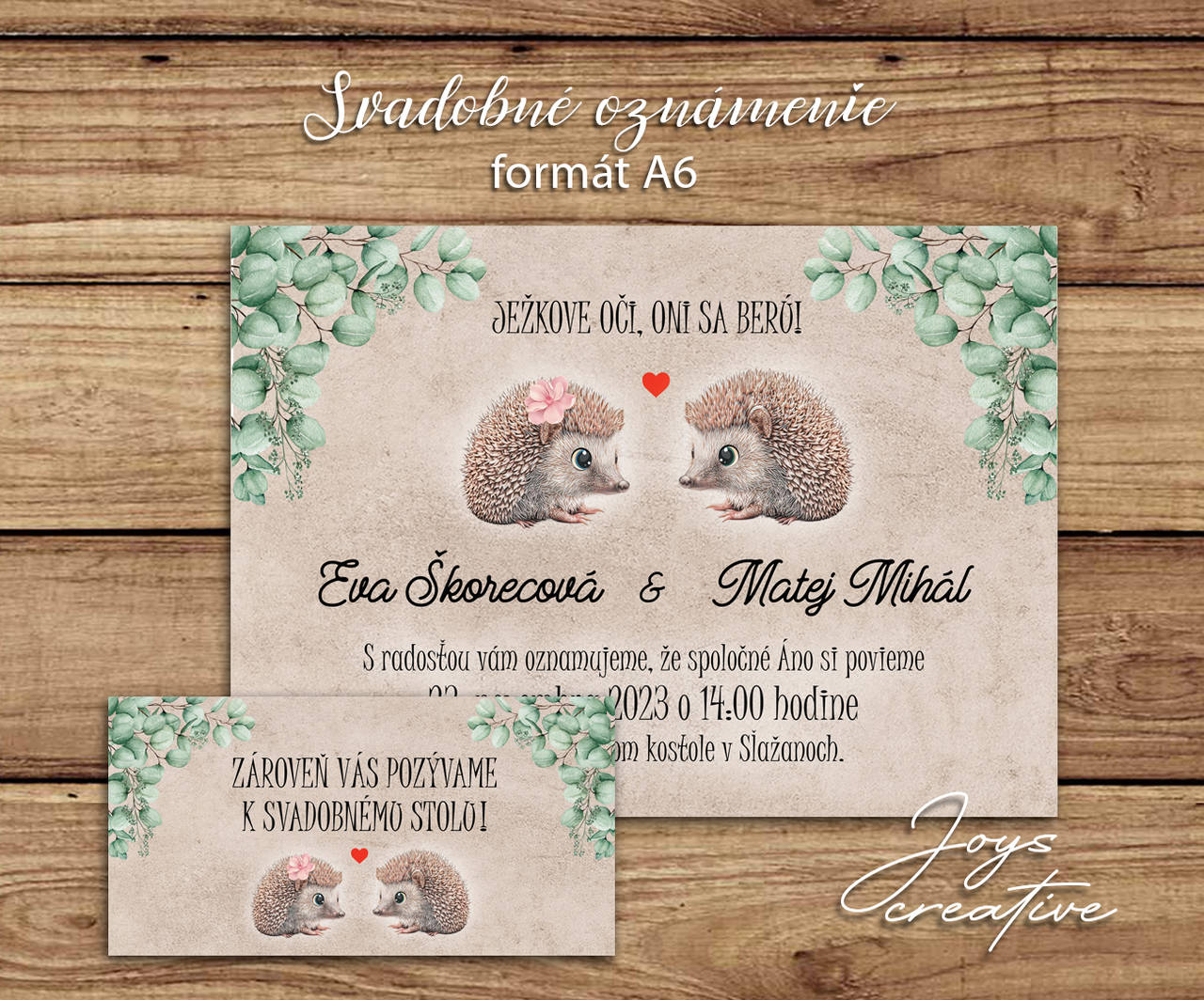 Svadobné oznámenie s ježkove oči, oni sa berú (vzor 3)