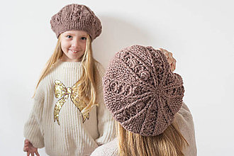 Detské čiapky - Baretka mama&dcéra OldRose - 16246067_