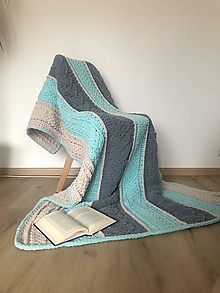 Úžitkový textil - AKCIA - Deka z Alize Puffy Fine 180x110cm hnedo-šedo-tyrkysová - 16244776_
