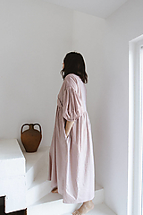Šaty - Oversize maxi šaty - farba terakotovo biely pásik - 16245789_