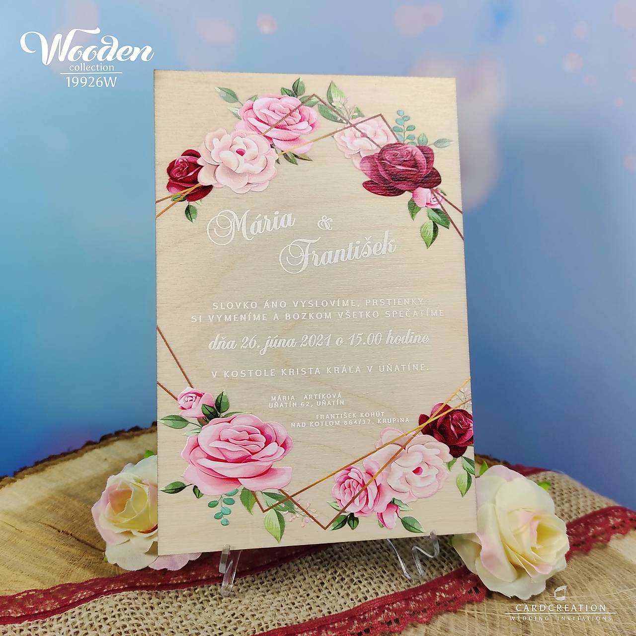 Drevené svadobné oznámenie 19926W