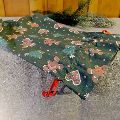Úžitkový textil - Vianočné vrecká perníčkové zelené - varianty (45 x 30 cm) - 16244728_