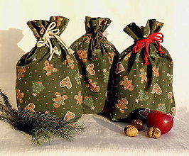 Úžitkový textil - Vianočné vrecká perníčkové zelené - varianty (40 x 28 cm) - 16244723_