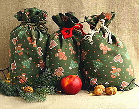 Úžitkový textil - Vianočné vrecká perníčkové zelené - varianty (45 x 30 cm) - 16244729_