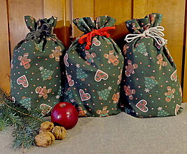 Úžitkový textil - Vianočné vrecká perníčkové zelené - varianty (45 x 30 cm) - 16244733_