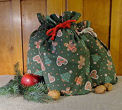 Úžitkový textil - Vianočné vrecká perníčkové zelené - varianty (60 x 38 cm) - 16244737_