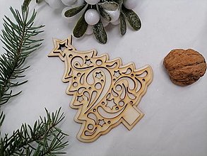 Polotovary - Vianočná ozdoba z dreva stromček - 16246482_
