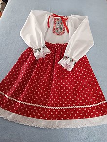 Šaty - Blúzka, suknička, zásterka na ľudový motiv - 16245407_