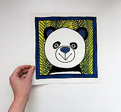 Textil - Bavlnený panel UŠI SI SÁM - Zvieratko z exotiky (Panda) - 16247801_