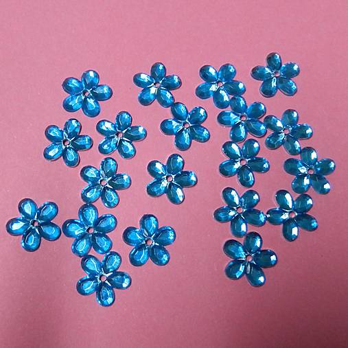 Iný materiál - 12mm Našívacie kamienky kvietky(20ks) (tmavotyrkysové) - 16248148_