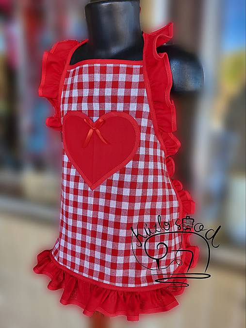 Hračky - 45cm zásterka s volánmi červená kocka - 16247262_