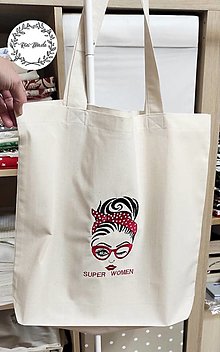 Iné tašky - Vyšívaná nákupná taška "Super women" - 16251201_