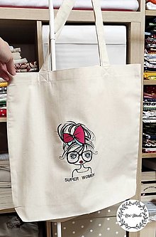 Iné tašky - Vyšívaná nákupná taška "Super women" - 16251203_