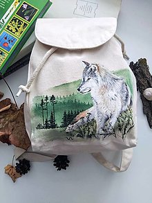 Batohy - Maľovaný batoh s vlkom - 16250927_