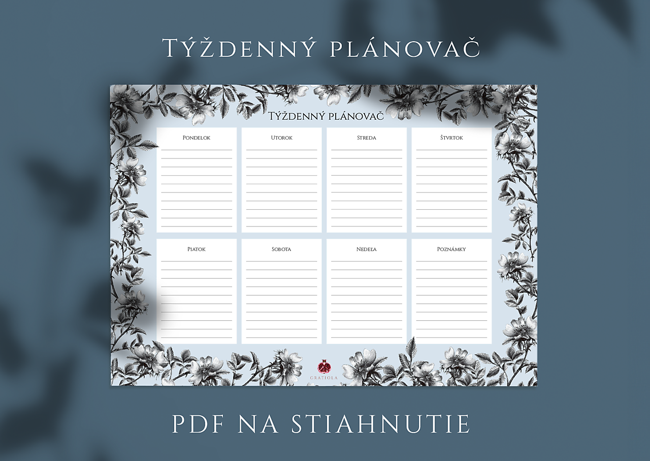 Mapy Planovac Týždenný plánovač - PDF na stiahnutie / Gratiola - SAShE.sk