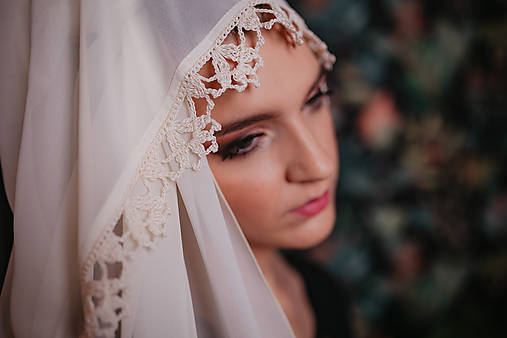 Šatky - Svadobná šatka s čipkou ivory | Maja - 16251733_