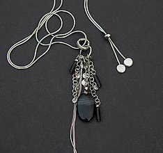Náhrdelníky - Cínovaný náhrdelník s achátom a ónyxom - 16251574_