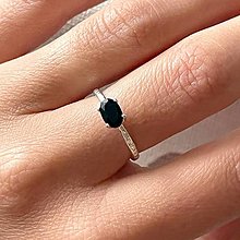 Prstene - Faceted Black Tourmaline Silver Ring AG925 / Jemný strieborný prsteň s prírodným čiernym turmalínom E005 - 16256015_