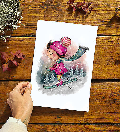 Grafika - Print Lyžiarka - 16254970_