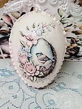 Dekorácie - Maľované vajíčko v ružovom šate - 16256085_