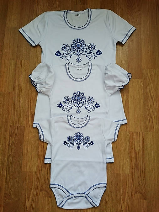 Topy, tričká, tielka - Folkový set - mama, dcéra a bábätko - 16256803_