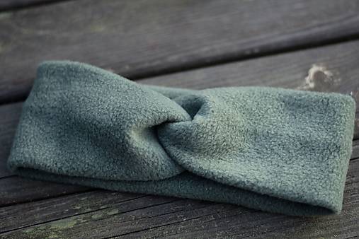 Čiapky, čelenky, klobúky - Teplá fleece čelenka zelená - 16255553_