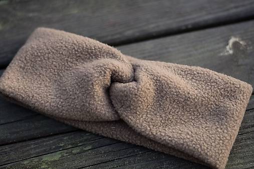 Čiapky, čelenky, klobúky - Teplá fleece čelenka hnedá - 16255736_