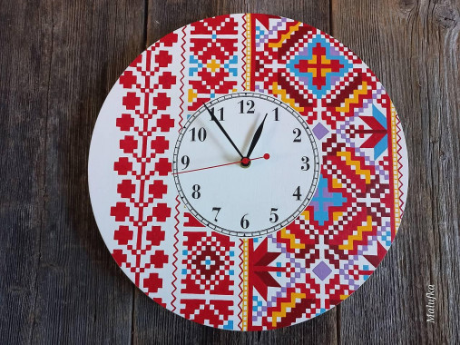 Hodiny - Maľované hodiny s folklórnym vzorom Heľpa - 16254705_