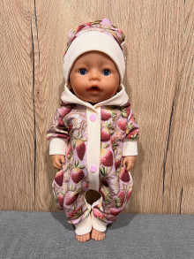 Hračky - Overal s čiapočkou pre bábiku BABY BORN 43 cm - jahoda - 16256162_
