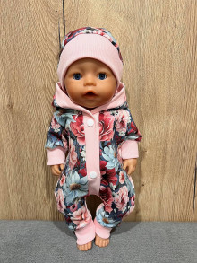 Hračky - Overal s čiapočkou pre bábiku BABY BORN 43 cm - kvety - 16256197_