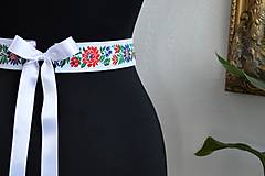 Opasky - Folklórny opasok biely (95cm) - 16254516_