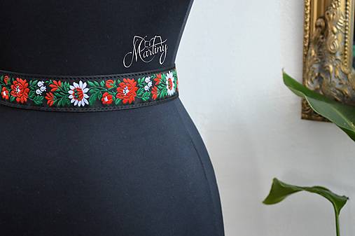 Opasky - Folklórny opasok čierny (65cm) - 16254565_