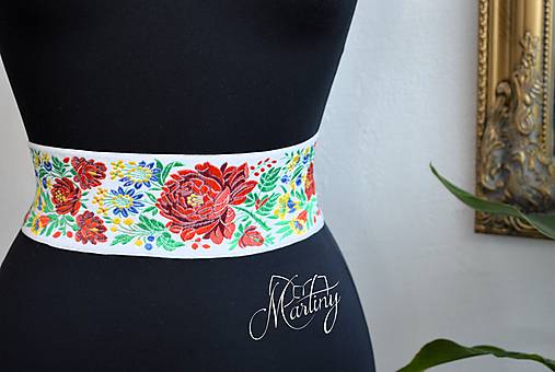 Opasky - Folk opasok biely - 16255061_