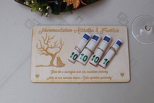 Papiernictvo - Drevená Obálka na peniaze dar mladomaželom 9 - 16254484_