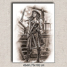 Obrazy - Obraz Pirátka 01 (45x60 cm - Hnedá) - 16255688_