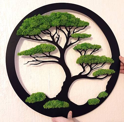  - Machový strom moderná 3D dekorácia (50 cm priemer - Čierna) - 16258540_