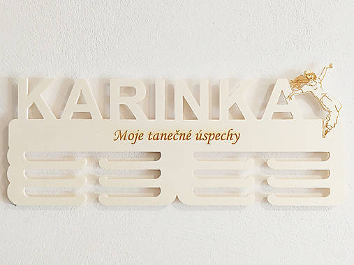 Drevený držiak na medaily s laserovaným textom 45cm tanec - dance