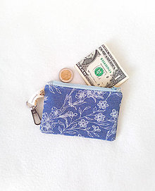 Taštičky - Mini peňaženka, kvietky na džínsovej - 16257368_